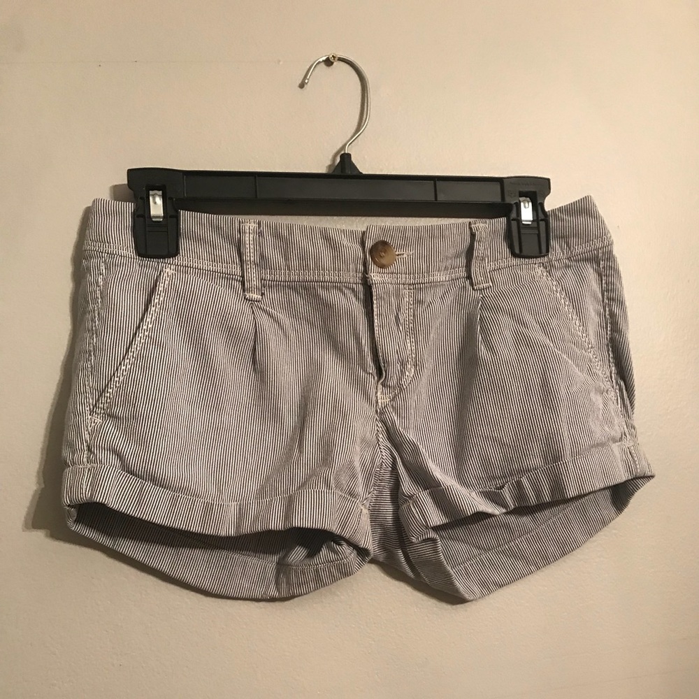 Navy Blue And White Striped Shorts